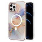 For iPhone 12 Pro Max Marble Pattern Dual-side IMD Magsafe TPU Phone Case(White Marble) - 1