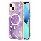 For iPhone 13 Marble Pattern Dual-side IMD Magsafe TPU Phone Case(Purple 002) - 1