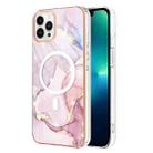 For iPhone 13 Pro Marble Pattern Dual-side IMD Magsafe TPU Phone Case(Rose Gold 005) - 1
