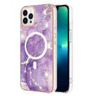 For iPhone 13 Pro Max Marble Pattern Dual-side IMD Magsafe TPU Phone Case(Purple 002) - 1