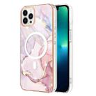 For iPhone 14 Pro Max Marble Pattern Dual-side IMD Magsafe TPU Phone Case(Rose Gold 005) - 1