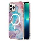 For iPhone 15 Pro Max Marble Pattern Dual-side IMD Magsafe TPU Phone Case(Blue Marble) - 1