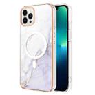 For iPhone 15 Pro Marble Pattern Dual-side IMD Magsafe TPU Phone Case(White 006) - 1