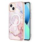 For iPhone 15 Plus Marble Pattern Dual-side IMD Magsafe TPU Phone Case(Rose Gold 005) - 1