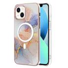 For iPhone 15 Plus Marble Pattern Dual-side IMD Magsafe TPU Phone Case(White Marble) - 1
