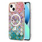 For iPhone 15 Marble Pattern Dual-side IMD Magsafe TPU Phone Case(Colorful Scales) - 1