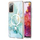 For Samsung Galaxy S20 FE 5G&4G / S20 Lite / S20 Fan Edition Marble Pattern Dual-side IMD Magsafe TPU Phone Case(Green 003) - 1