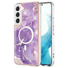 For Samsung Galaxy S22+ 5G Marble Pattern Dual-side IMD Magsafe TPU Phone Case(Purple 002) - 1