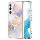 For Samsung Galaxy S22+ 5G Marble Pattern Dual-side IMD Magsafe TPU Phone Case(White Marble) - 1