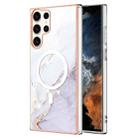 For Samsung Galaxy S23 Ultra 5G Marble Pattern Dual-side IMD Magsafe TPU Phone Case(White 006) - 1