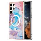 For Samsung Galaxy S23 Ultra 5G Marble Pattern Dual-side IMD Magsafe TPU Phone Case(Blue Marble) - 1