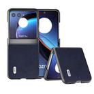 For Motorola Razr 40 Ultra ABEEL Two-color Calf Texture PU Phone Case(Blue) - 1
