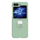 For Samsung Galaxy Z Flip5 Skin Feel Silicone Foldable Phone Case with Ring(Light Green) - 1