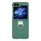 For Samsung Galaxy Z Flip5 Skin Feel Silicone Foldable Phone Case with Ring(Dark Green) - 1