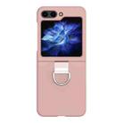 For Samsung Galaxy Z Flip5 Skin Feel Silicone Foldable Phone Case with Ring(Pink) - 1