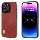 For iPhone 15 Pro ABEEL Two-color Calf Texture PU Phone Case(Red) - 1