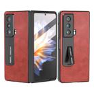 For Honor Magic Vs ABEEL Integrated Two-color Calf Texture PU Phone Case with Holder(Red) - 1