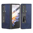 For Honor Magic Vs ABEEL Integrated Two-color Calf Texture PU Phone Case with Holder(Blue) - 1