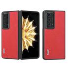 For Honor Magic V2 ABEEL Wood Texture PU Phone Case(Red) - 1