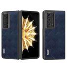 For Honor Magic V2 ABEEL Weave Plaid PU Phone Case(Blue) - 1