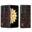 For Honor Magic V2 ABEEL Genuine Leather Mahjong Pattern Black Edge Phone Case(Brown) - 1