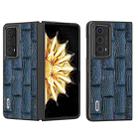 For Honor Magic V2 ABEEL Genuine Leather Mahjong Pattern Black Edge Phone Case(Blue) - 1