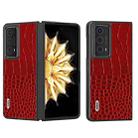 For Honor Magic V2 ABEEL Genuine Leather Crocodile Pattern Black Edge Phone Case(Red) - 1