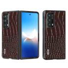 For Honor Magic VS2 ABEEL Genuine Leather Crocodile Pattern Black Edge Phone Case(Coffee) - 1