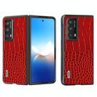 For Honor Magic VS2 ABEEL Genuine Leather Crocodile Pattern Black Edge Phone Case(Red) - 1