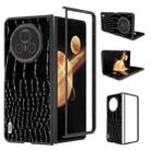 For Honor Magic V3 ABEEL Genuine Leather Crocodile Pattern Black Edge Phone Case(Black) - 1