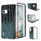 For Honor Magic Vs3 ABEEL Genuine Leather Crocodile Pattern Black Edge Phone Case(Blue) - 1