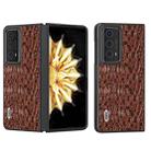 For Honor Magic V2 ABEEL Genuine Leather Canopy Black Edge Phone Case(Brown) - 1