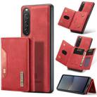 For Sony Xperia 10 V DG.MING M2 Series 3-Fold Multi Card Bag + Magnetic Phone Case(Red) - 1