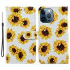 For iPhone 15 Pro Max Colored Drawing Leather Phone Case(Sunflower) - 1