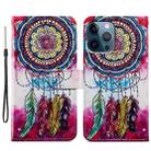 For iPhone 15 Pro Max Colored Drawing Leather Phone Case(Dreamcatcher) - 1