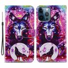 For iPhone 15 Pro Colored Drawing Leather Phone Case(Wolf Totem) - 1