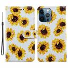 For iPhone 15 Pro Colored Drawing Leather Phone Case(Sunflower) - 1