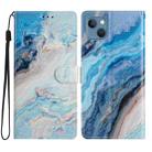 For iPhone 15 Colored Drawing Leather Phone Case(Blue Marble) - 1