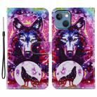 For iPhone 15 Colored Drawing Leather Phone Case(Wolf Totem) - 1