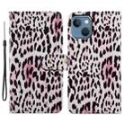 For iPhone 15 Colored Drawing Leather Phone Case(Leopard) - 1