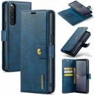 For Sony Xperia 10 V DG.MING Crazy Horse Texture Detachable Magnetic Leather Phone Case(Blue) - 1