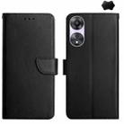 For OPPO A18 / A38 4G HT02 Genuine Leather Fingerprint-proof Flip Phone Case(Black) - 1