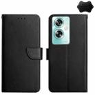 For OPPO A79 5G HT02 Genuine Leather Fingerprint-proof Flip Phone Case(Black) - 1