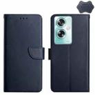 For OPPO A59 5G HT02 Genuine Leather Fingerprint-proof Flip Phone Case(Blue) - 1