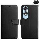 For OPPO A60 4G HT02 Genuine Leather Fingerprint-proof Flip Phone Case(Black) - 1