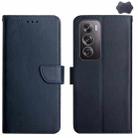 For OPPO Reno12 Pro 5G Global HT02 Genuine Leather Fingerprint-proof Flip Phone Case(Blue) - 1