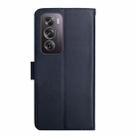 For OPPO Reno12 Pro 5G Global HT02 Genuine Leather Fingerprint-proof Flip Phone Case(Blue) - 3