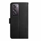 For OPPO Reno12 5G Global HT02 Genuine Leather Fingerprint-proof Flip Phone Case(Black) - 3