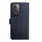 For OPPO Reno12 5G Global HT02 Genuine Leather Fingerprint-proof Flip Phone Case(Blue) - 3