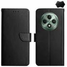 For OPPO Reno12 F 5G Global HT02 Genuine Leather Fingerprint-proof Flip Phone Case(Black) - 1